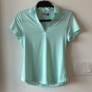 Callaway Green Fitted Polo Blouse Short Sleeve